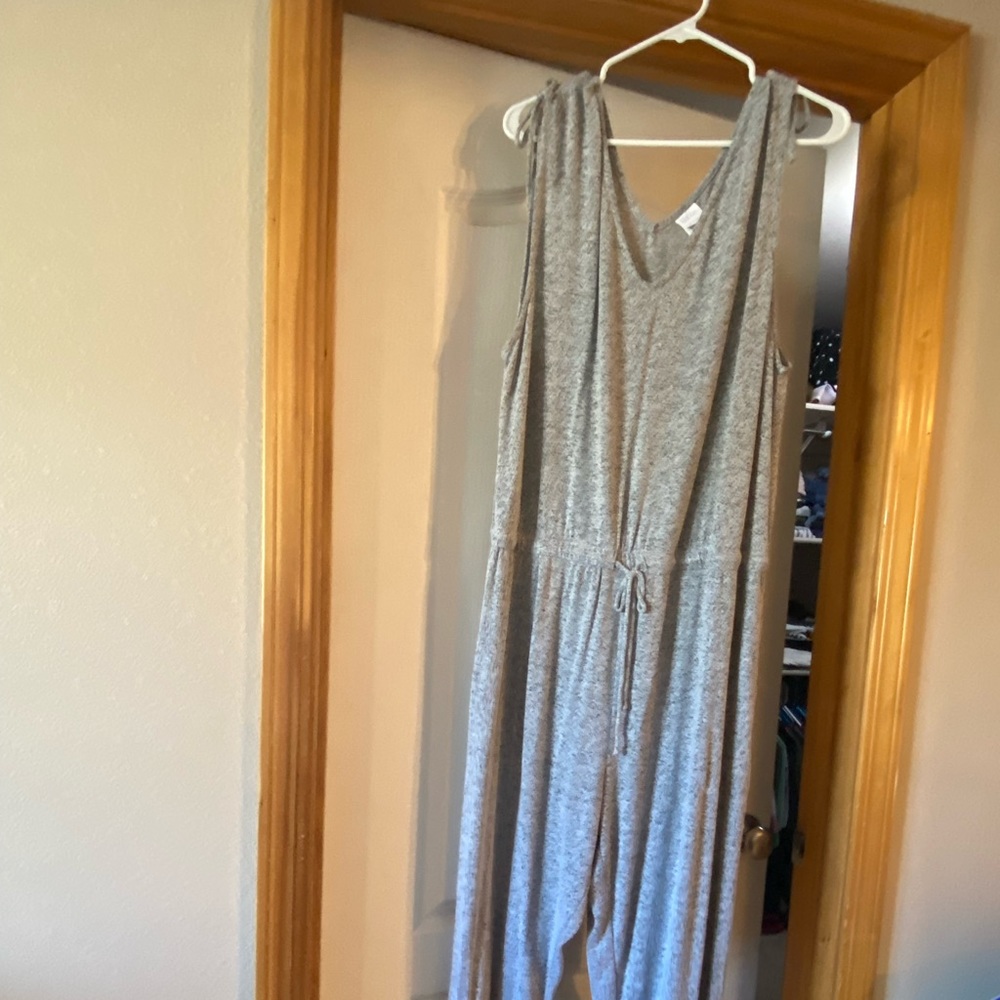 Heather grey Terry cloth jump suit.
